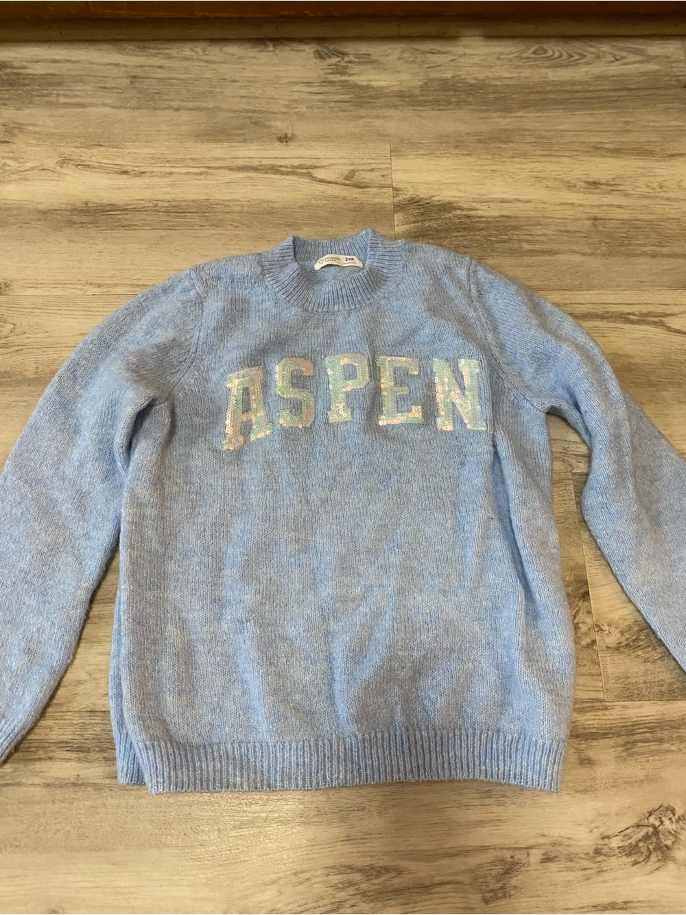 Primark Aspen Sequin Logo Crewneck Sweater - Light Blue